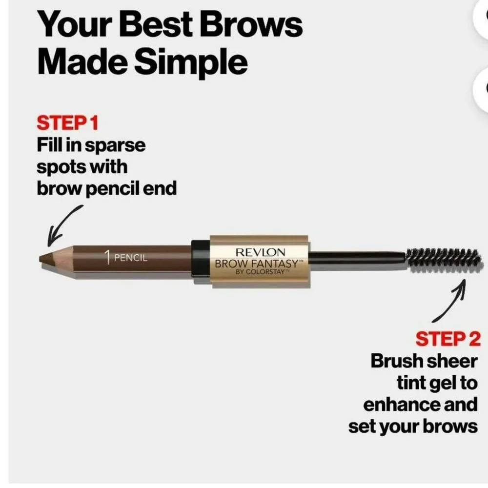 Revlon Eyebrow Gel & Pencil ColorStay Fantasy 2-in-1, Longwearing Dark Brown 106